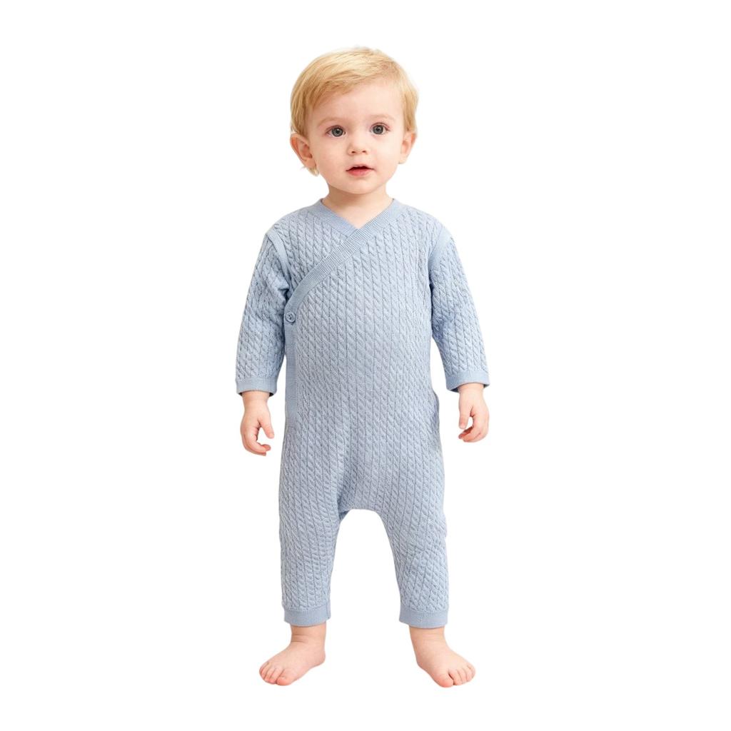 Pretty Green Baby Cable Knit Long-Sleeved Sleepsuit