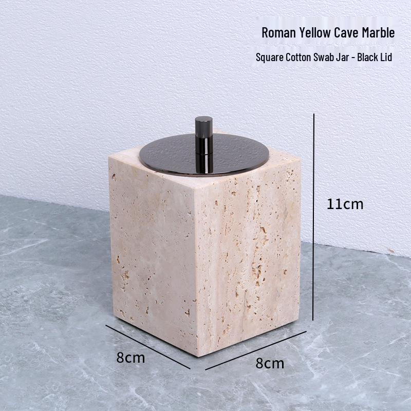 Badezimmerset aus gelbem Marmor im chinesischen Stil: Tablett, Aromatherapie-Ornament, Handseifenspender & Taschentuchbox.