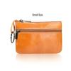 Retro Genuine Leather Coin Purse with Keychain for Men & Women Cowhide  Zipper Coin Wallet Vintage Key Holder