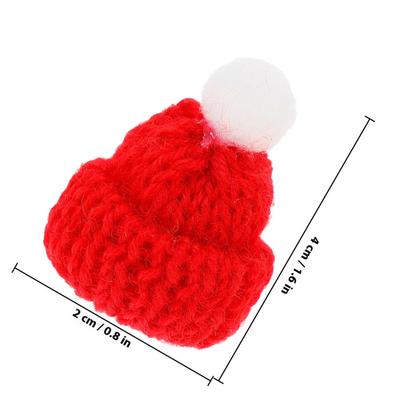 20Pcs Christmas Mini Hats Red Knitted Craft Kit Holiday Decoration Accessories Christmas Tree Ornaments Party Hats