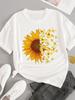 (Asian Size) trend love flower Short Sleeve T-shirts Women's Top T Female Print  Fashion O-neck Casual Clothing  Graphic Tee