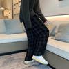 Spring Autumn Men's Checkered Casual Pants Loose Straight Corduroy Pants Sweatpants Man Streetwear Hip Hop Trousers