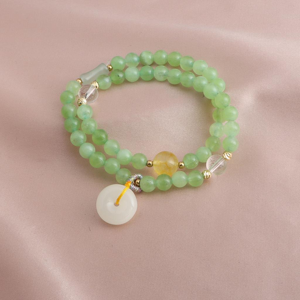 New Chinese bracelet amethyst Myanmar jade sun stone chalcedony safety buckle double circle crystal bracelet versatile bracelet