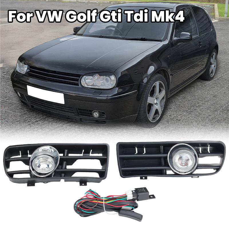 1 Pair Fog Light for Golf MK4 TDI 1999 2000 2001 2002 2003 2004 Front Bumper Grille Halogen Fog Lamp with Wiring Car Auto Parts