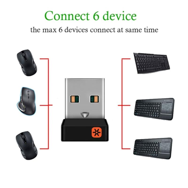 6-Kanal USB-Empfänger Wireless Unifying Dongle-Adapter für M905 M325 M585 M510 M705 Tastatur Maus