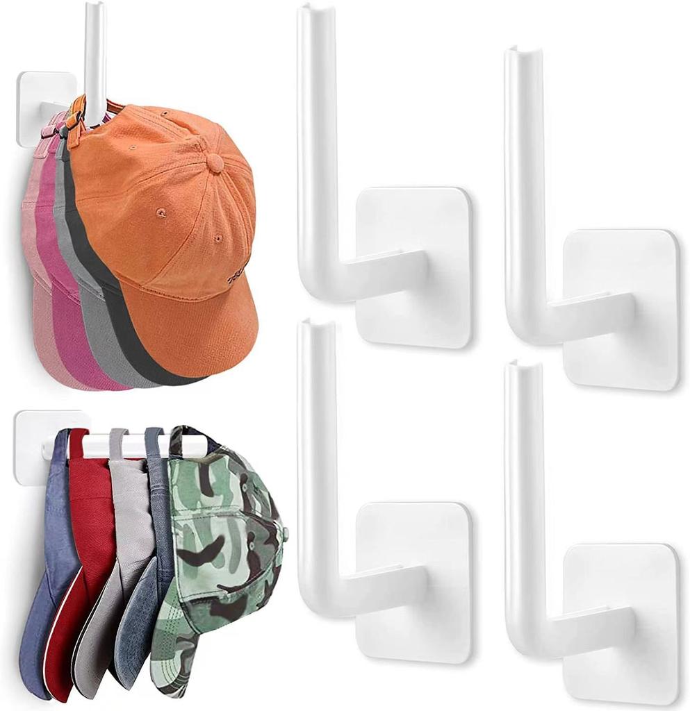 Wall Mounted Shelf with Hooks, 4 Pack - Storage Rack for Home Organization, Kitchen, Bathroom and Entryway