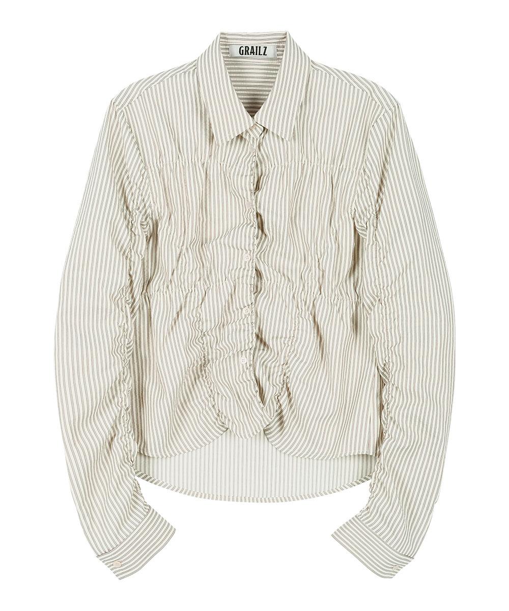 Grails Blissful Stripe Shirring Shirts [Beige] Os