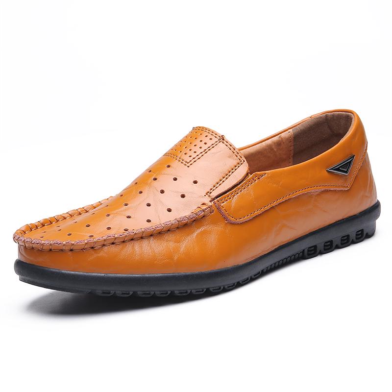 2024 Italian Men Shoes Casual Summer Mens Loafers Genuine Leather Moccasins Hollow Out Luxury Brand Slip On Driving Shoes