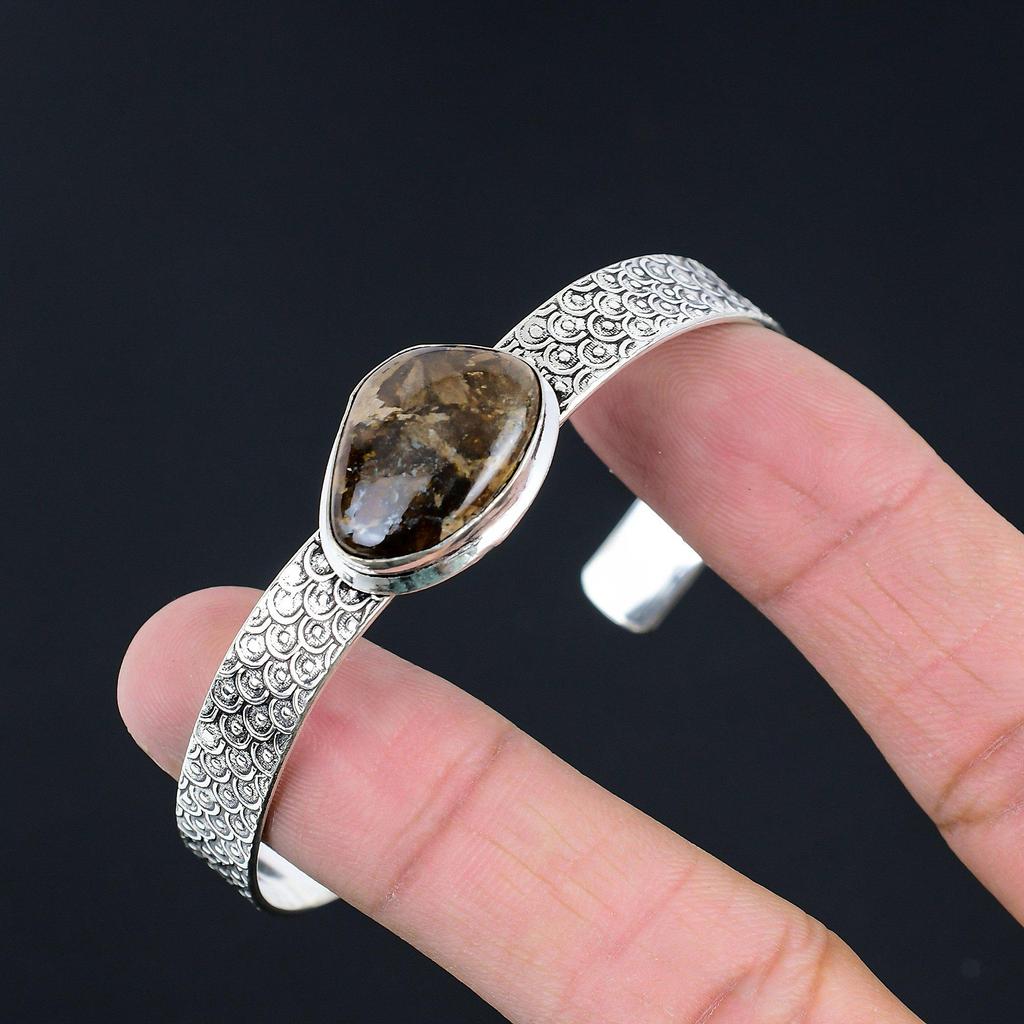 Daughters Day Sale Sterling Silver Bronzite Gemstone Elegant Wife Wedding Bangle