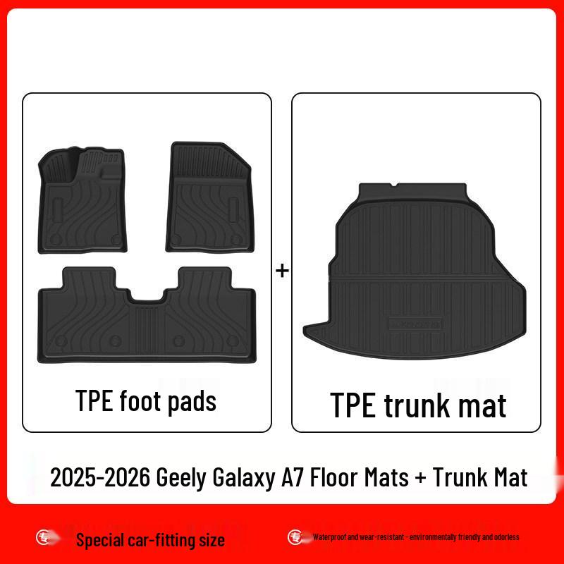 Geely Galaxy A7 EM-i 3D All-Weather TPE Floor & Trunk Mats: Waterproof, Wear-Resistant