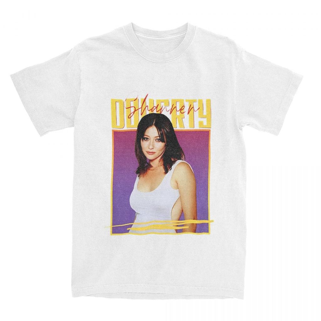 Men Womens Shannen Doherty T Shirts Pure Cotton Tops Fashion Short Sleeve O Neck Tees Classic TShirt