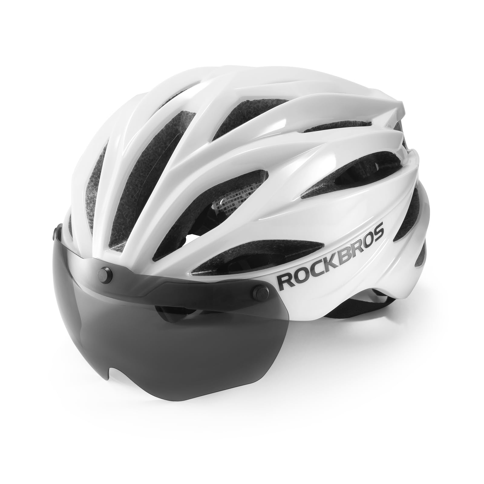 

ROCKBROS Adult Bicycle CE Molded Impact with Magnetic Goggles and UV Adjustable Size Glow for Road and School Helmet, Certified, Lightweight,