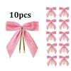 10PCS Christmas Tree Pendant Rustic Small Velvet Holiday Christmas Bows Ribbon Ornament Diy Craft Wrapping Decorations