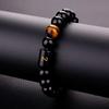 26-Letter Natural Stone Bracelet, 10mm Tiger'S Eye Bead Bracelet, Braided Rope Letter Bracelet, Adjustable For Men.