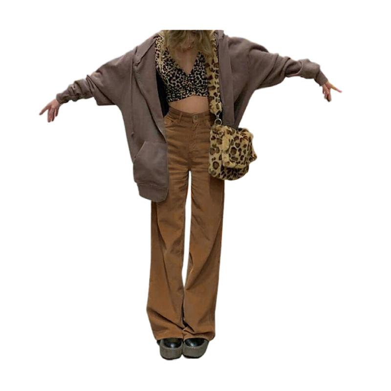 Corduroy Drag Floor Draped Wide Leg Casual Pants Women Fall