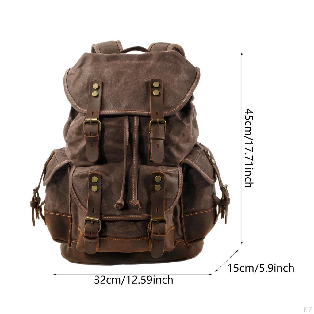 Canvas Backpack Casual Daypack Outdoor Portable Men Women Hiking Travel Rucksack Knapsack for