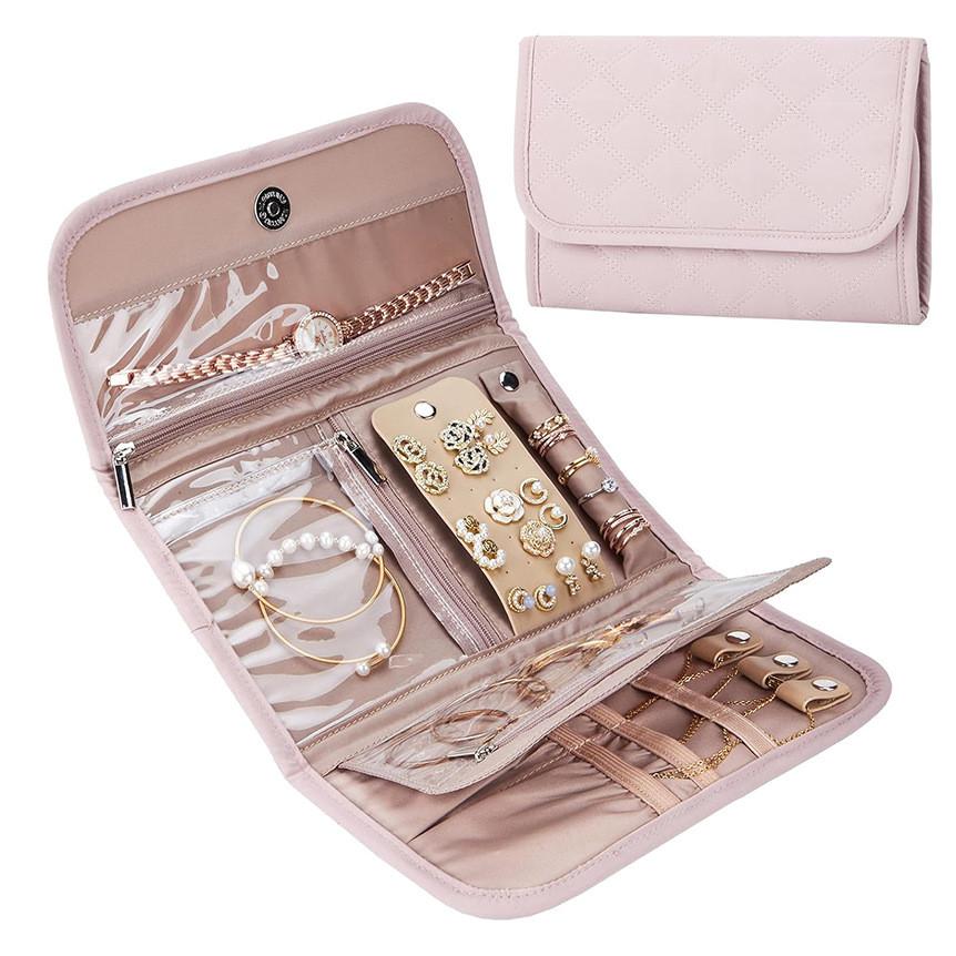 Jewelry Organizer Bag With Foldable Design For Travel And Gift Use