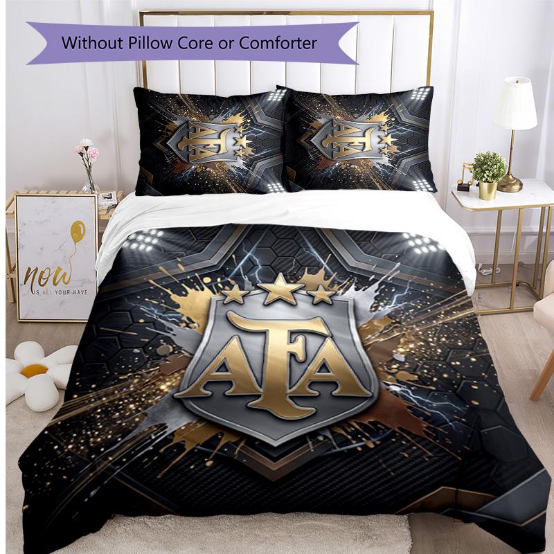 Argentina Football Printed Bedding 3 Piece Set Cozy Breathable Bed Cover Set As Housewarming Holiday Gift