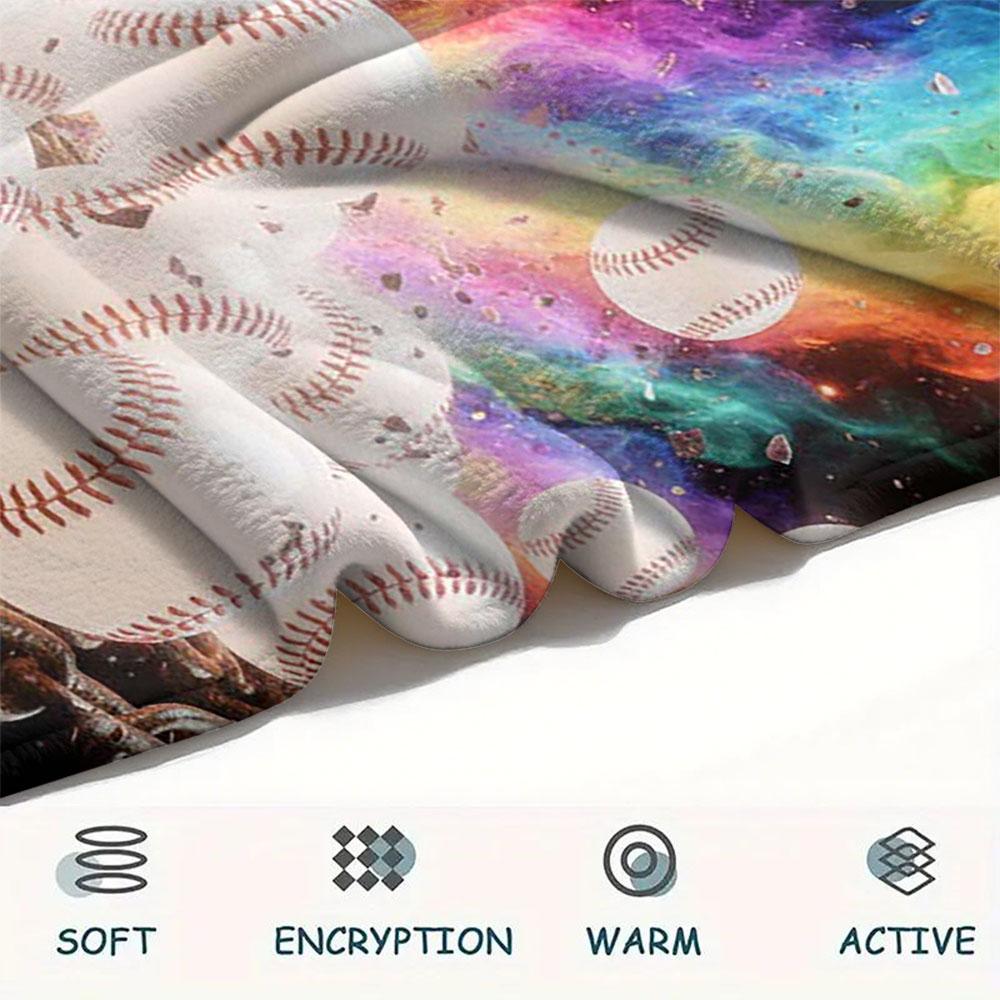 1Pc Fireball Print Flannel Blanket, High quality Comfortable for All Seasons, Home Decor, Warmth and Comfort, Perfect for Christmas Gifts