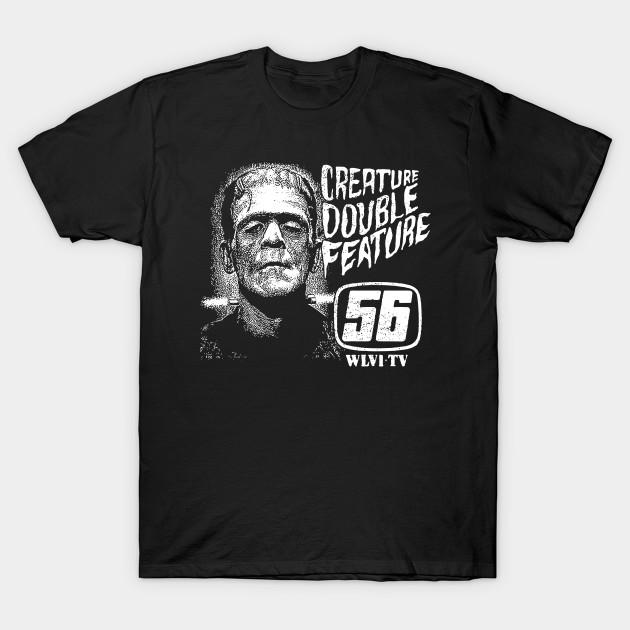 Men Black Print T-shirt Creature Double Feature No-Cut Transfer Paper Print Cotton Tshirt 4XL чёрный