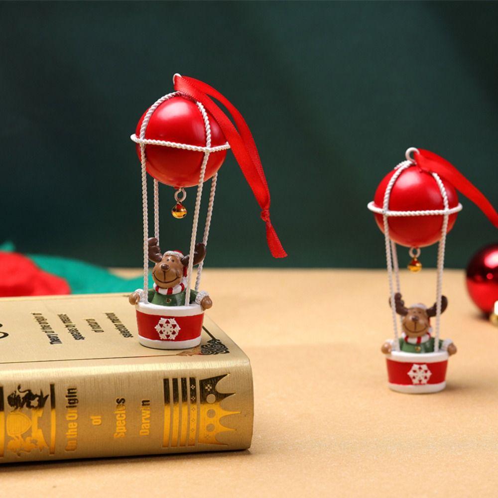 with Bell Christmas Hanging Elk Hot Air Balloon Xmas Ornament Ball Cute Xmas Decor New Year Party