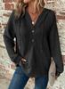 Women's Waffle Knit Hoodie V Neck Button Drawstring Hoodies Casual Long Sleeve Pullover Sweatshirt