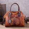 Chinese Style Women's Handbag Retro Embossed Multi Compartment Large Capacity Shoulder Crossbody Bag
