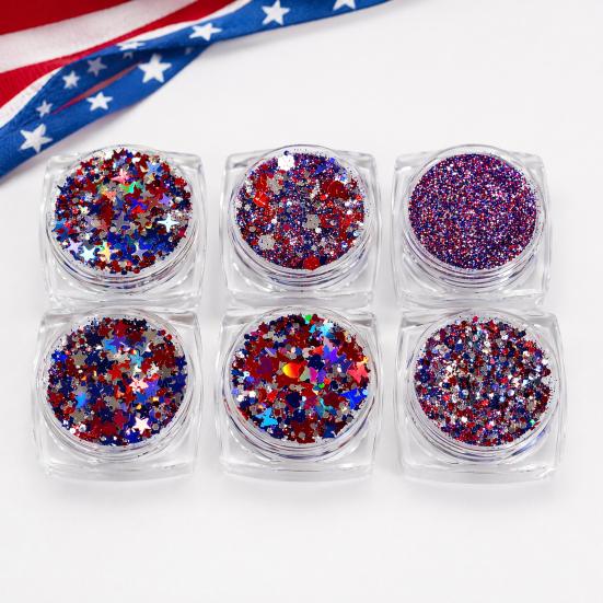 1/6Pcs Independence Day Body Glitter Gel, Patriotic Red White Blue Face Hair Glitter, Waterproof Sparkling Makeup Sequins, 4th of July Accessories