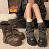 New Winter Punk Style Women Ankle Boots Fashion Belt Buckle Ladies Concise Chunky Platform Heel Short Booties  De Mujer
