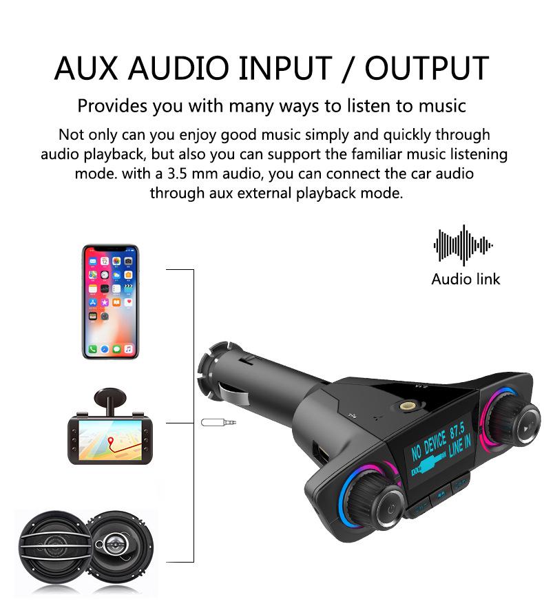 BT06 Car MP3 Bluetooth FM Transmitter with Hands-free Calling & 2.1A Fast Charging.