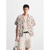 Cabinet 399! New Summer Men's Clothing Versatile Cotton Loose Floral Print Turn-Down Collar Short-Sleeved Shirt 0399094