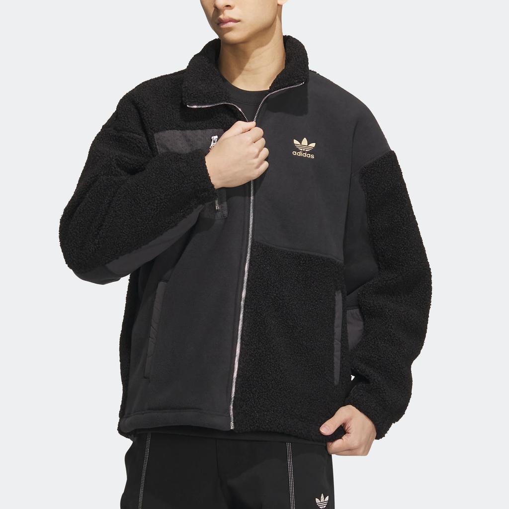 Adidas Originals Trefoil FW22 Veste de survêtement à panneaux en laine d'agneau Homme Vêtements d'extérieur Noir HY7285