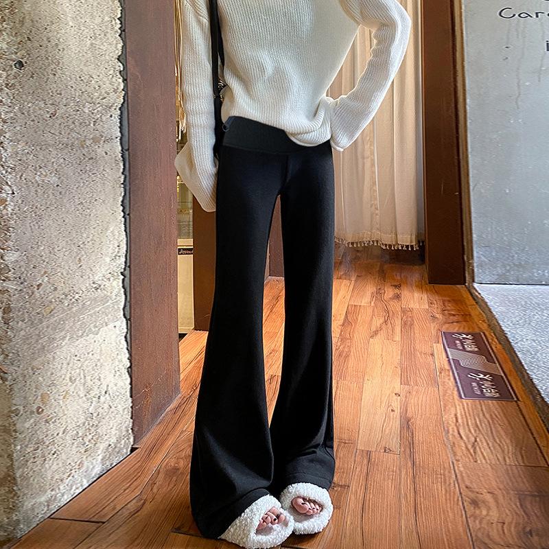 2025 Maternity Micro Flare Long Pants - Autumn Winter Casual for Petite Pregnant Women L