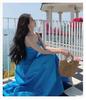 Yunnan Dali Women's Beach Dress - Sanya Vacation French Sling Long Dress