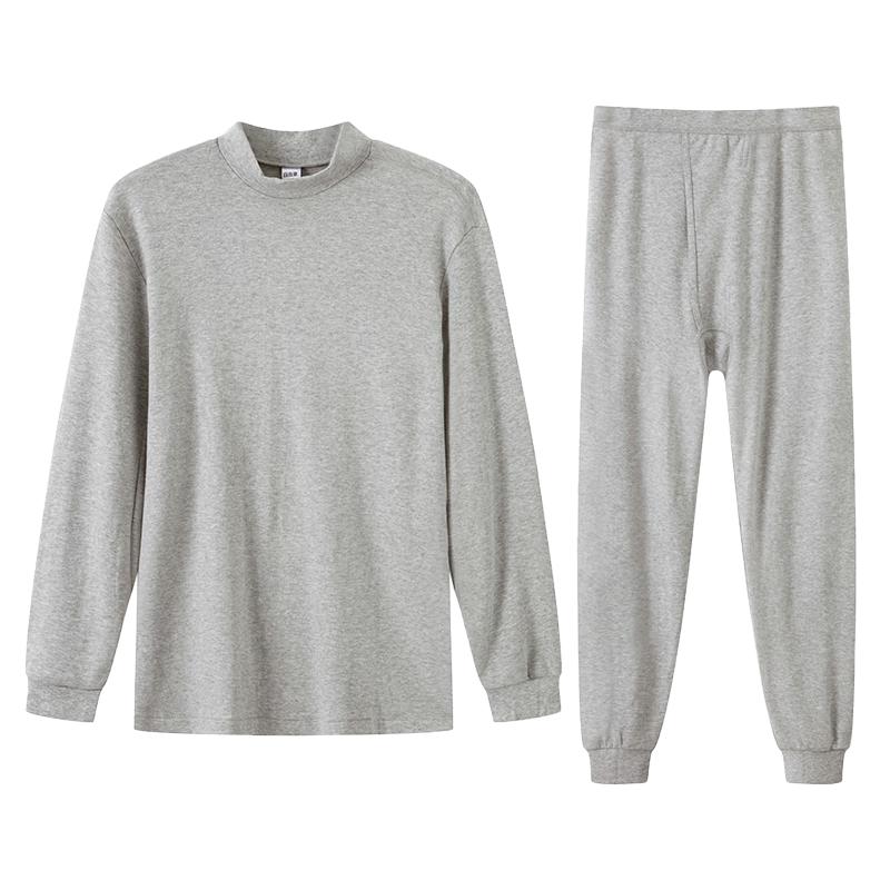 Yiershuang Men's 100% Cotton Mock Neck Thermal Underwear Set