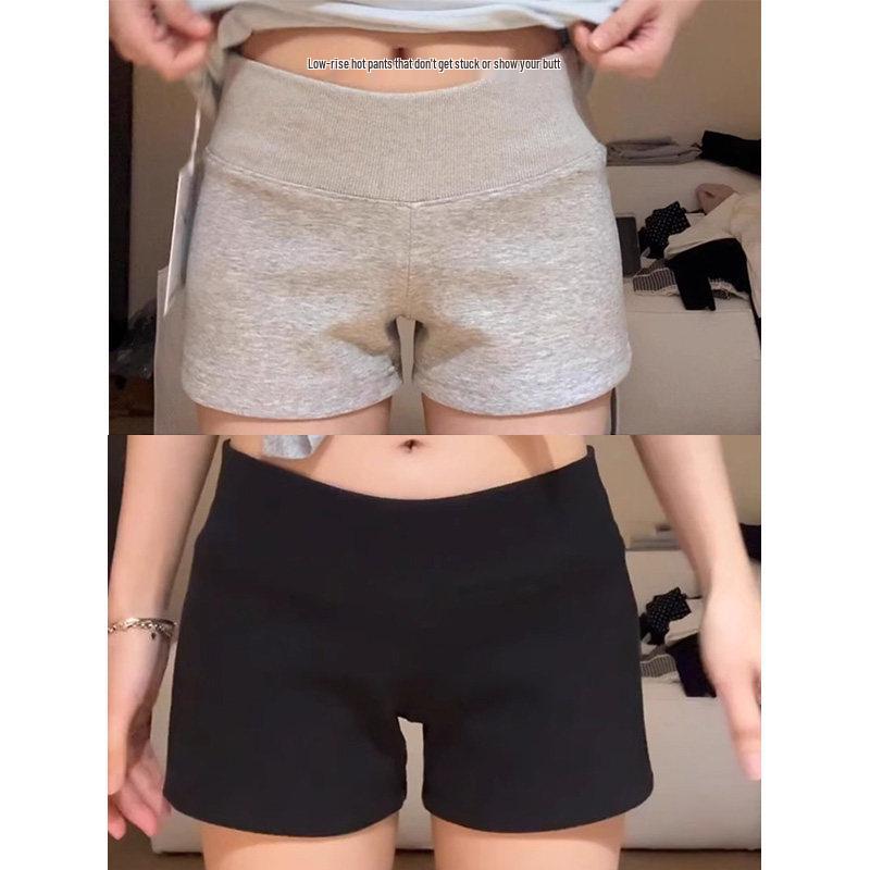 Women's Gray Low-Waist Summer Sports Shorts, 2026 Arrival, Plus Size Slimming Capris.