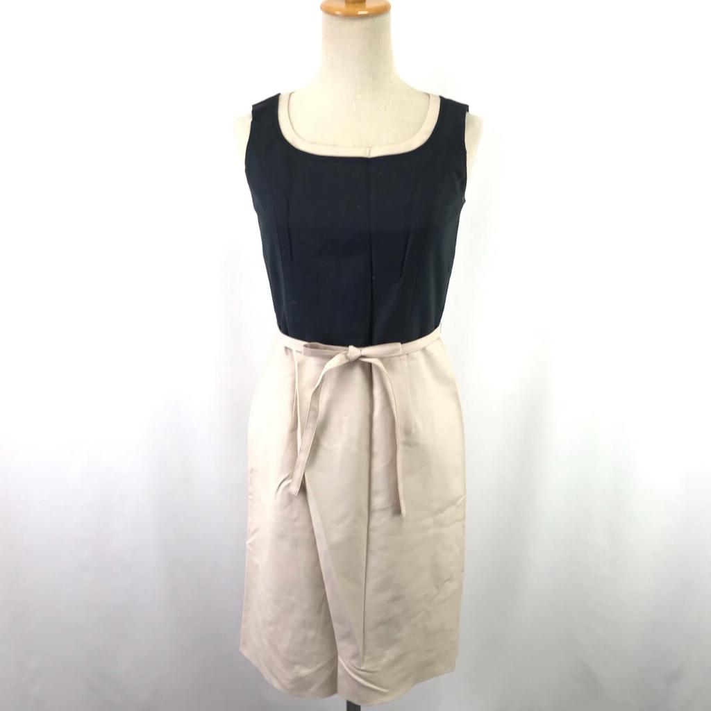 Harrods Sleeveless Dress Women’s S Black Beige Knee Length(USED)