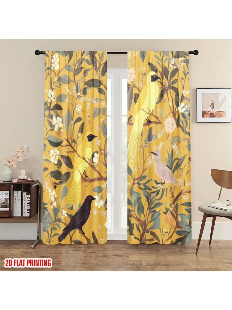 

Plane Printing Curtains Tropical Harmony Versatile Polyester Without Rod All Seasons Curtain Light Filtering W100*H70(CM)-Grommet top&1PCS