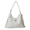 Trendy Korean Style Soft Pu Leather Shoulder Bag In Black White Silver