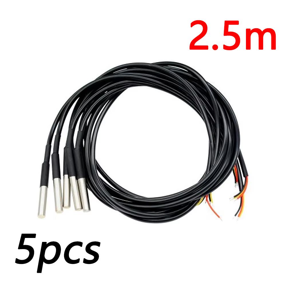 5/1pcs DS18B20 1M 2M 2.5M 3M Waterproof Cable Temperature Probe Waterproof Temperature Sensor DS18B20 Waterproof Cable