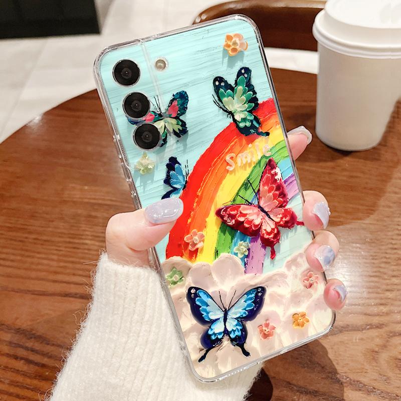 Colorful Butterfly Case For Samsung S26 Ultra S25 FE S24 S23 S22 Plus S21 A15 A25 A35 A55 A16 A26 A36 A56 A17 A37 A57 5G Clear TPU Soft Cover
