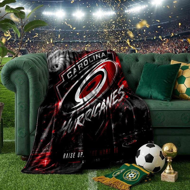 Hurricanes Team Spirit Throws Blanket Flannel Blankets Plush for Couch Bed Gifts for Men Women Travel picnic blanket Christmas fan gifts