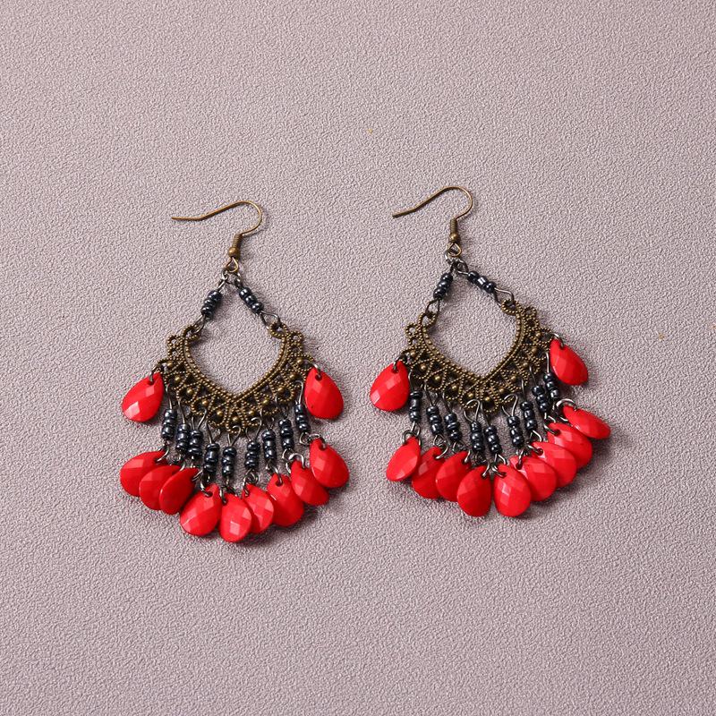 

Богемные серьги с кисточками из бирюзы - Этнический ретро тибетский подвесной стиль