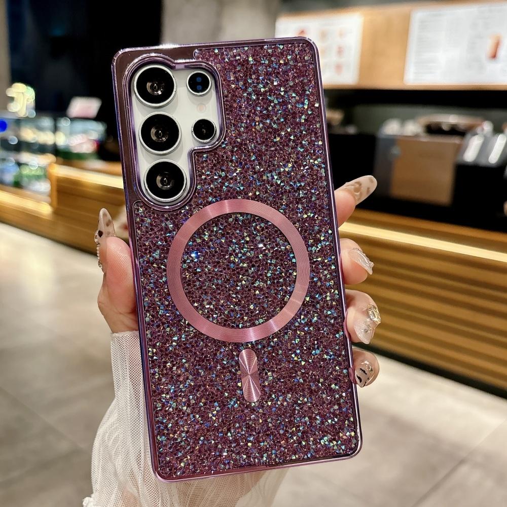 Luxury Sparkling Rhinestones Diamond Case For Samsung S25 S24 S23 Ultra S25 Plus Magnetic Wireless Charging Shockproof Cover