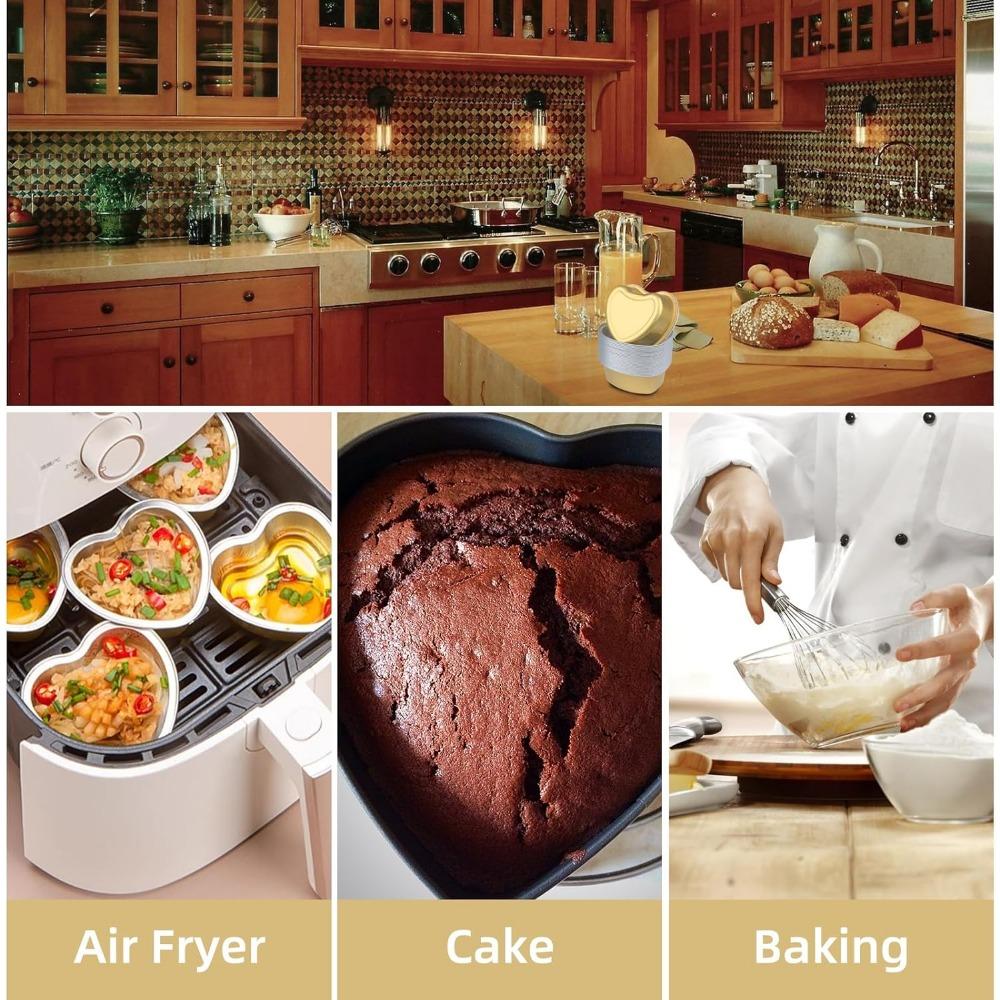 20PCS Heart Shape Disposable Aluminum Foil Cupcake Liners with Lids Mini Cake Pans for Wedding Birthday Party Kitchen Gadget