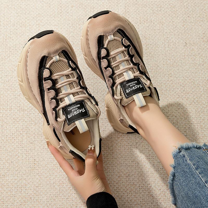 Fashion 4cm Air Mesh Genuine Leather Women Boots Motorcycle Fashion Moccasins Summer Chunky Sneaker Loafer Ankle Booties Shoes