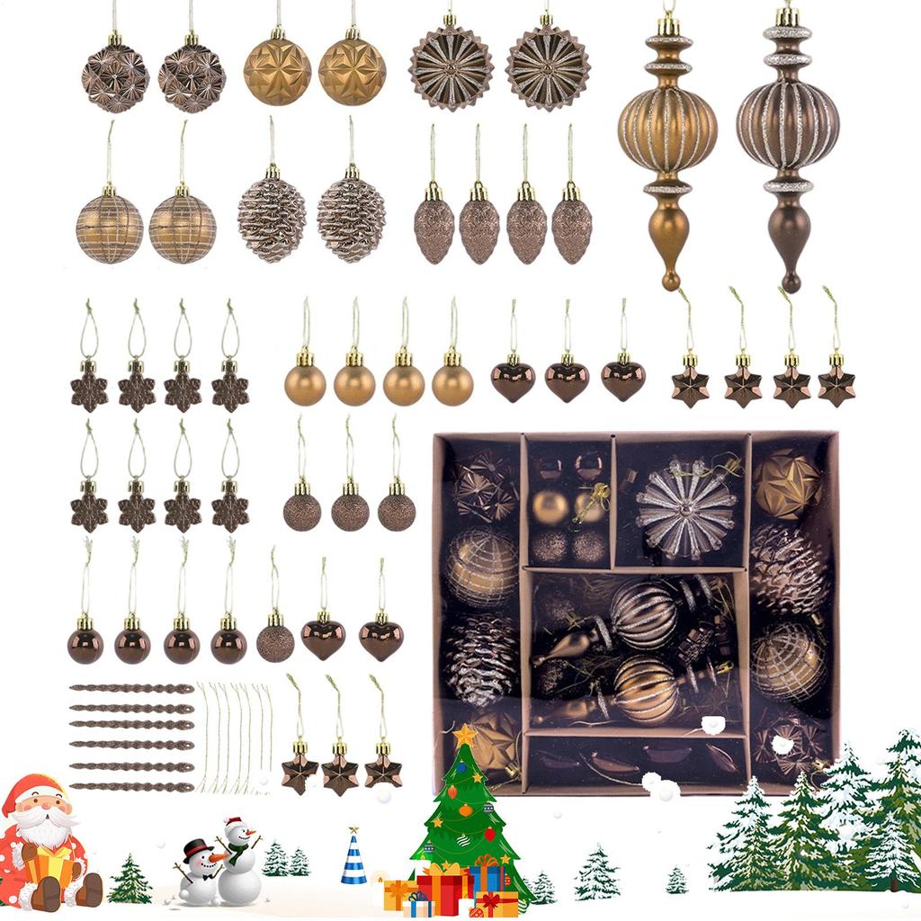 53 Peças Decorações de Árvore de Natal de Outono Bolas Inquebráveis Marrom Cobre Dourado Enfeites de Natal Para Colheita de Outono Inverno