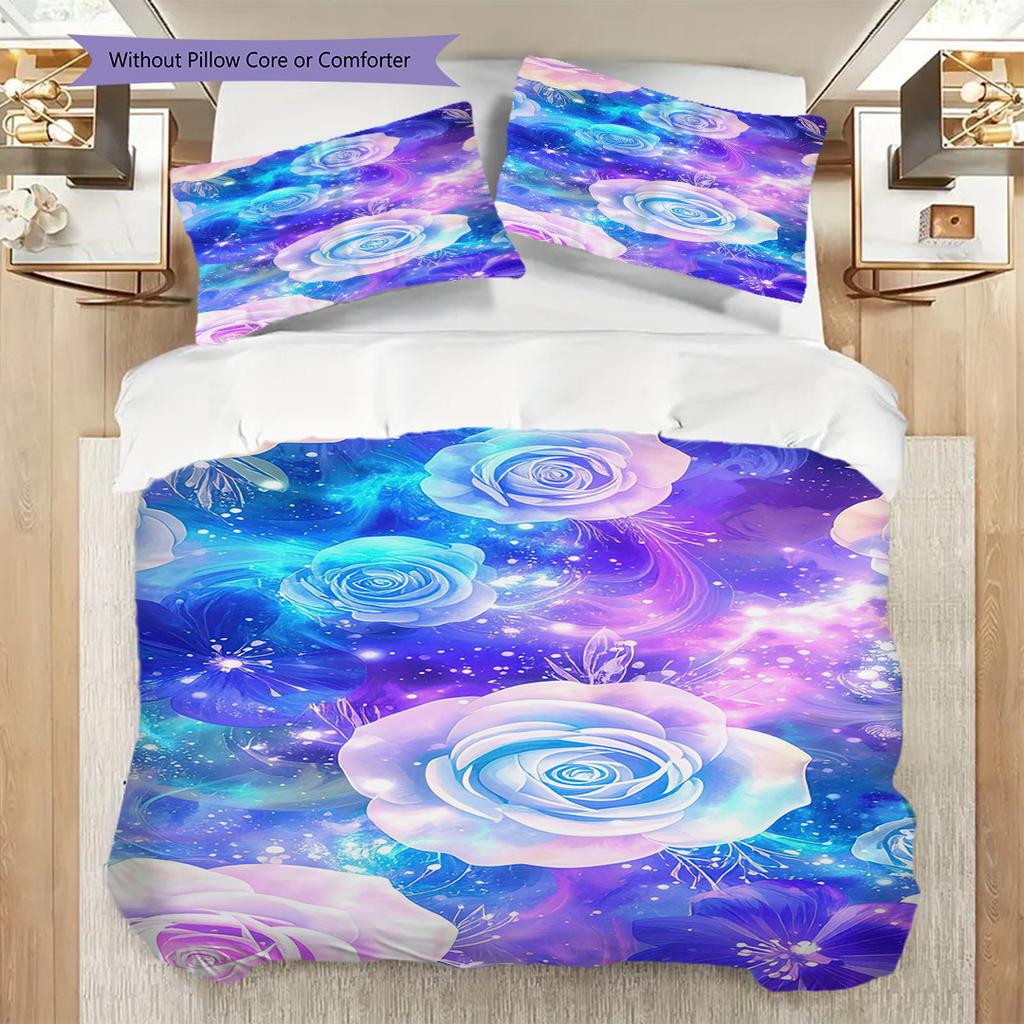 1PC Mariposas, flores Juego de Ropa de Cama Colcha Funda de Colcha Funda de Almohada Decoración del Hogar Regalo de Cumpleaños (1 * funda de edredón + 15 * funda de almohada, sin relleno)