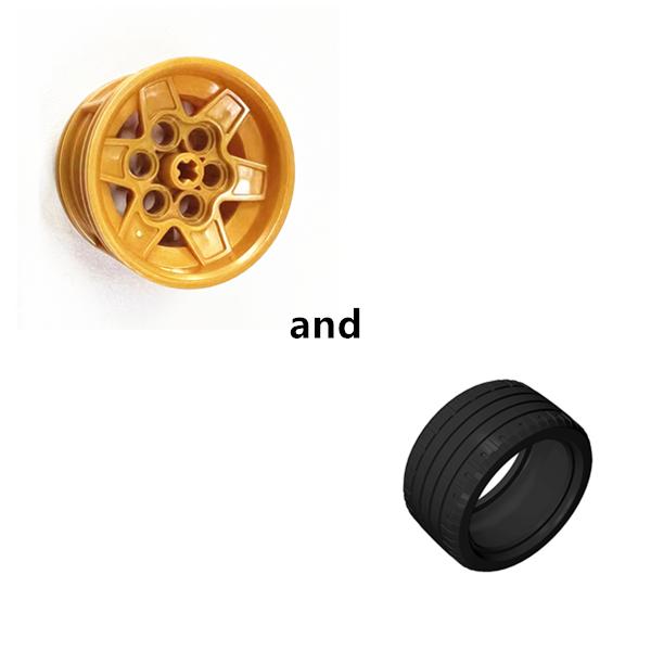 

Rainbow Pig MOC Parts Wheel 56908 + 41897 Tire 56 x 28 ZR High-Tech Compatible Bricks DIY Building Blocks Particle Kid Toy Gift золотий