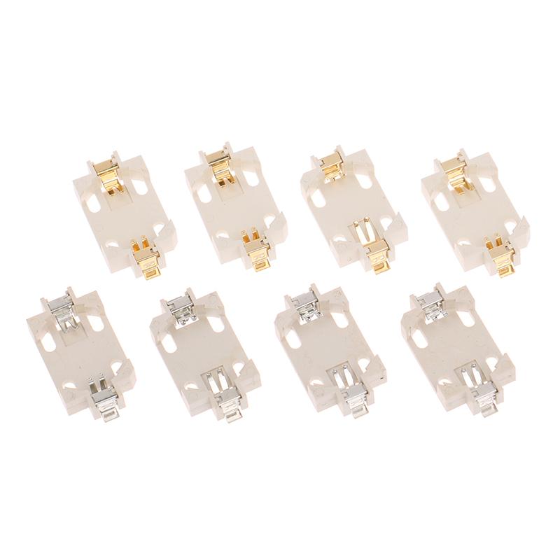 10Pcs White Housing Gold-Plated Tin-Plated Button Battery Holder For Cr2032 Cr2025 Bs-6 Smd Button Battery Holder Socket Cases